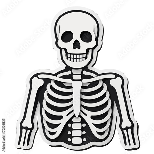 Stylized skeleton emblem with modern 3d design on gray background