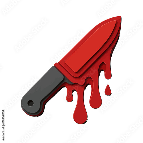 3d knife with blood drips on light background