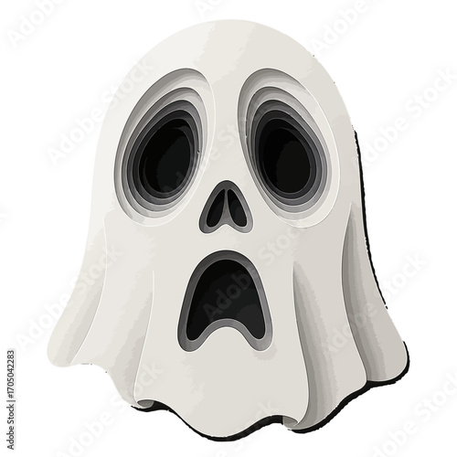 Spooky paper cut ghost with multilayered design for halloween decor