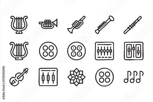 Entertainment and Performance Icons Collection for Music and Concerts