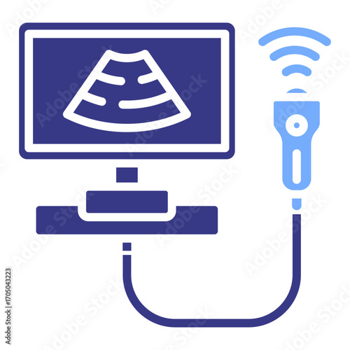 Ultrasound  flat blue icon