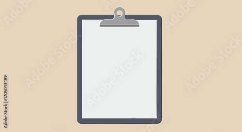 Vector illustration of a clipboard with blank white paper. Office supply concept for business planning, task lists, notes, and project management