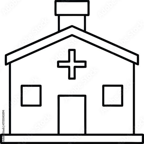 simple outline icon of hospital building.