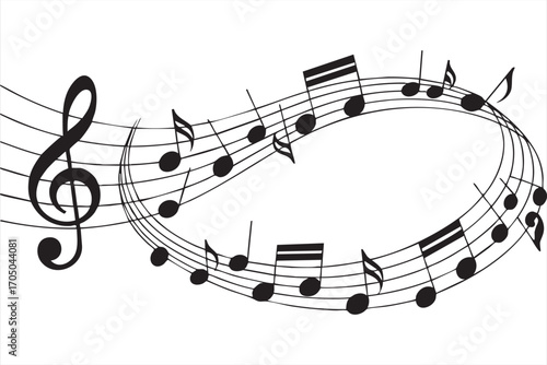 Abstract Treble Clef and Notes Vector for Music and Performance Projects