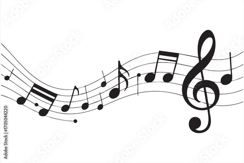Musical Notes and Treble Clef Vector Design for Melody and Sound