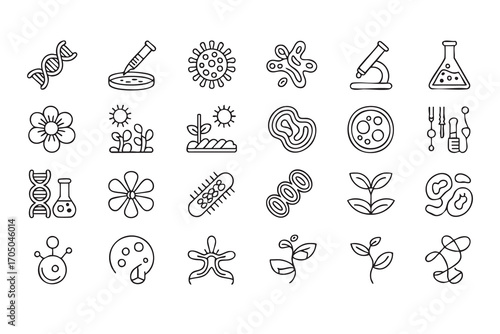 Biology and medical vector pack of education and research symbols for projects