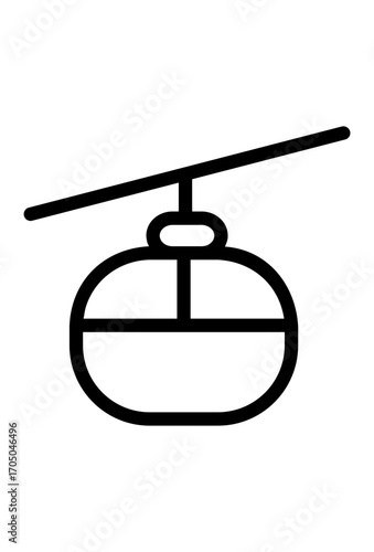 Outline icon of a cable car. A simple line art of a gondola. Minimalist icon of a ski lift.