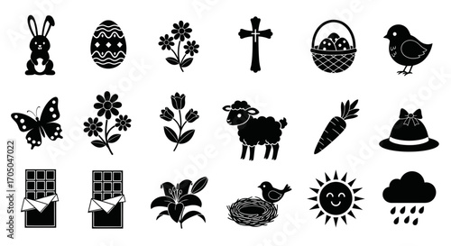 Assortment of Black Vector Silhouettes for Easter Celebrations