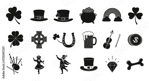 Playful Vector Silhouette Set for Saint Patrick's Day