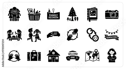 Nostalgic Communal Vector Silhouette Set for Family Reunions