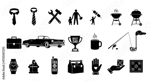 Masculine Vector Silhouette Set for Father's Day