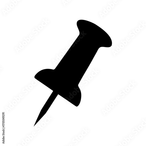 Silhouette of a push pin on white background indicating an important location