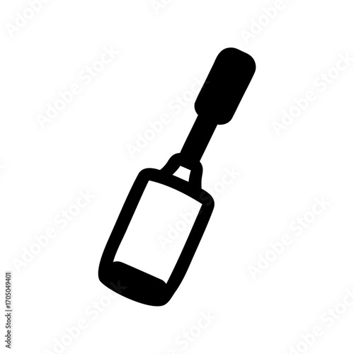Black and White Silhouette Drawing of a Professional Makeup Brush on White Background