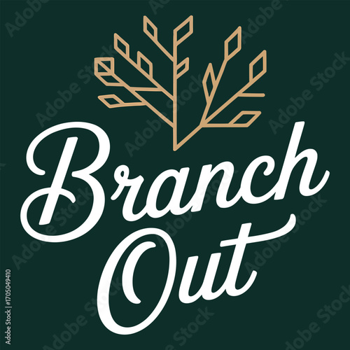 Branch Out text with tree branch graphic logo