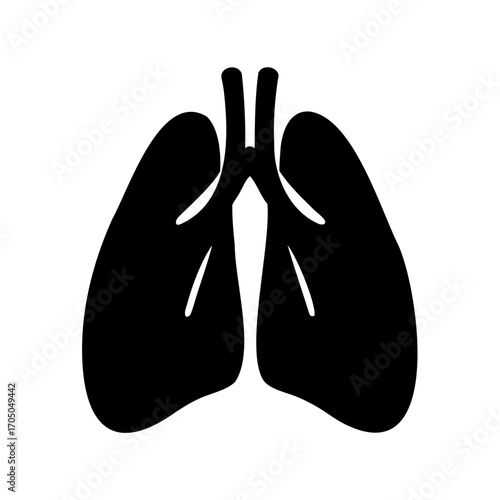 Human lungs anatomical black silhouette illustration for medical education and awareness