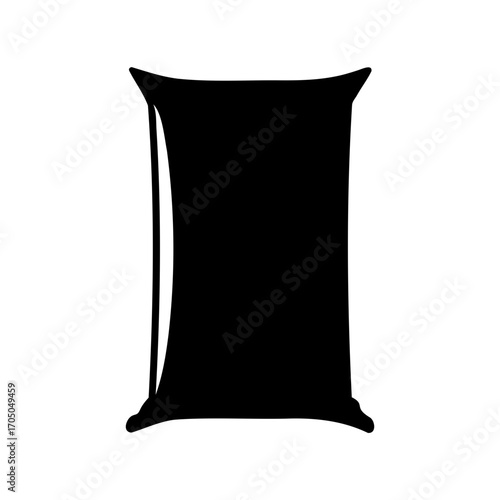 A Silhouetted Black Pillow or a Bag Isolated on White Background