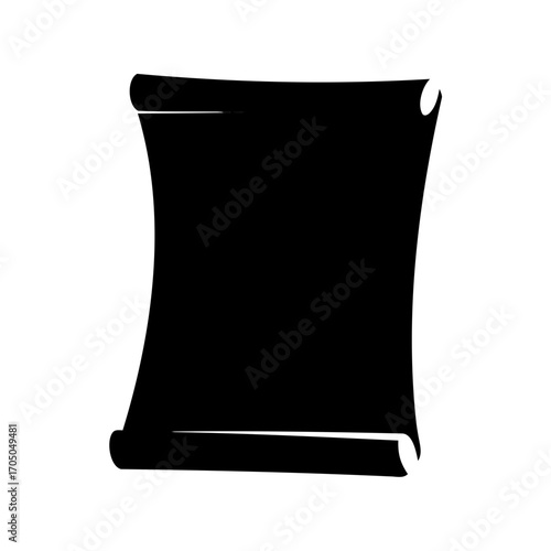 Black scroll silhouette on white background, blank space for your message