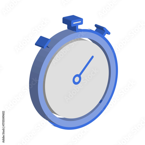Stopwatch timer icon. Vector time measurement. Deadline graphic symbol. Blue object illustration. EPS 10.