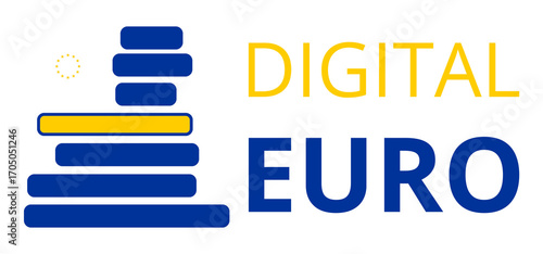 Digital Euro blue yellow sy...
