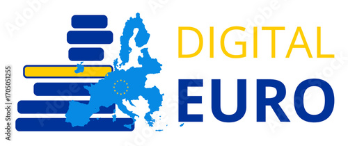 Digital Euro blue yellow sy...