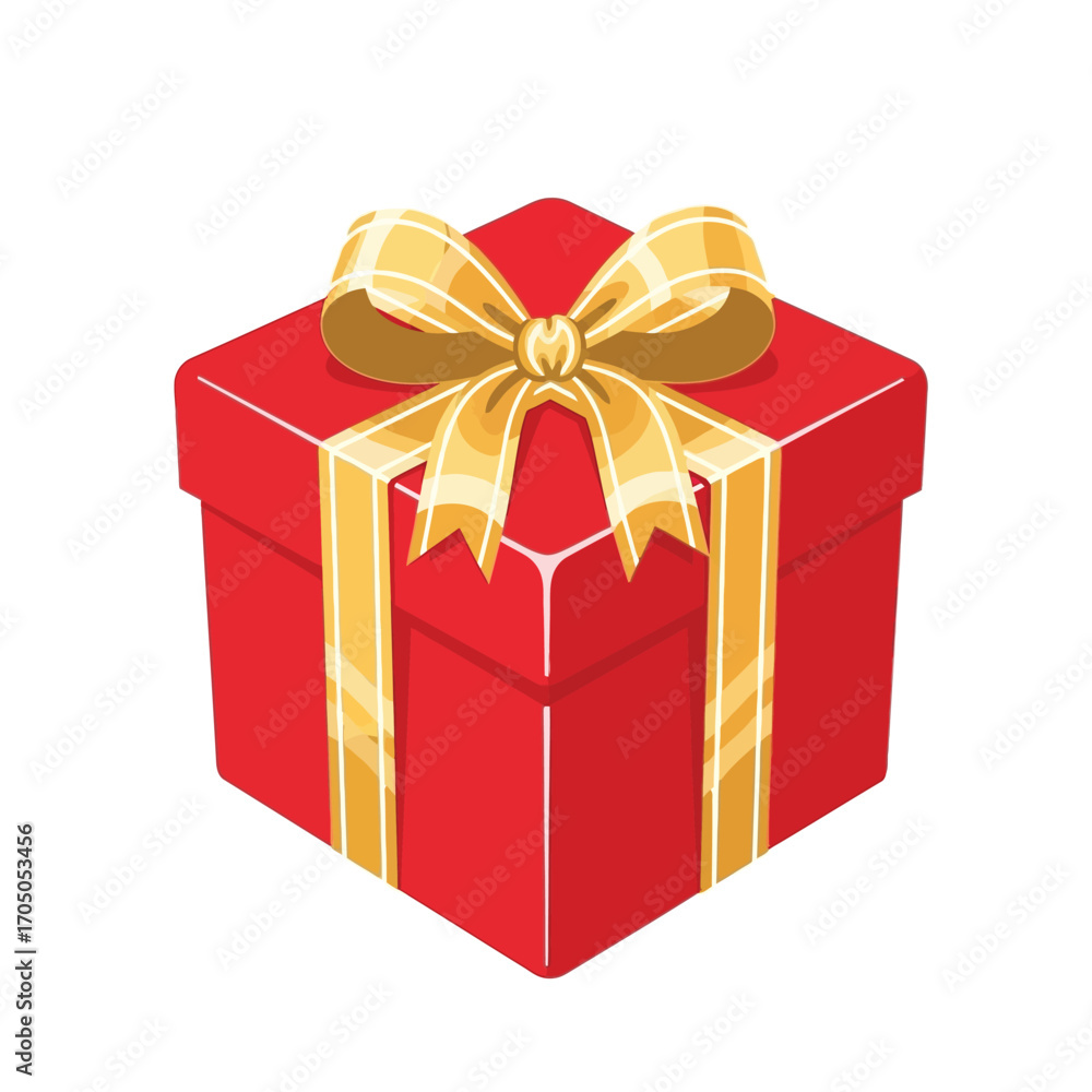 Obraz premium Red gift box with gold ribbon