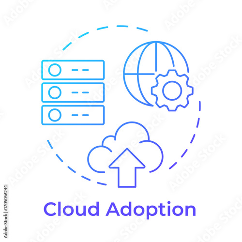 Wallpaper Mural Cloud adoption blue gradient concept icon. Data storage, servers. Internet, network. Round shape line illustration. Abstract idea. Graphic design. Easy to use in infographic, presentation Torontodigital.ca
