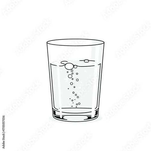 A refreshing glass of sparkling water with tiny bubbles rising to the surface.