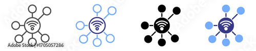 network icon set multiple style