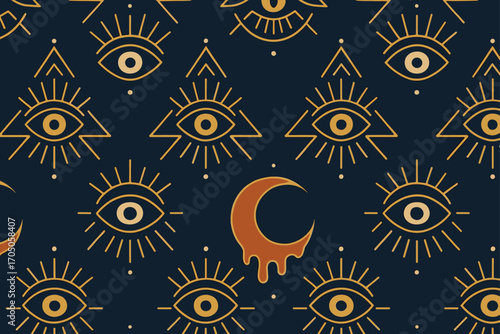 Mystical Eye Seamless Vector Pattern