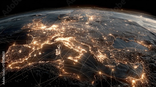 European night lights, interconnected