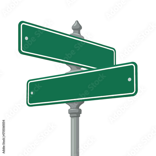 Blank Green Street Sign with Two Arrows