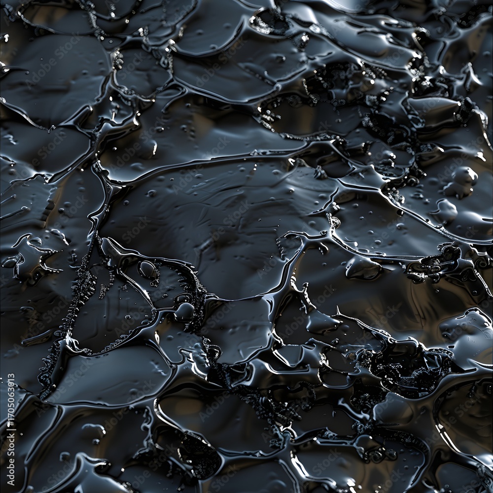 Fototapeta premium Dramatic black stone texture with layered metallic relief and rugged surface, bold abstract background for luxury branding, gaming and industrial design