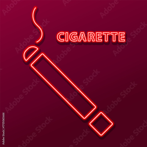 cigarette neon sign, modern glowing banner design, colorful modern design trends on black background. Vector illustration.
