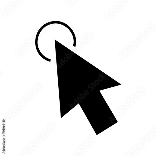 Computer pointer cursor with circle above its tip indicating hovering status