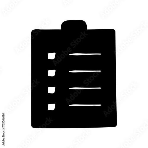 Black and white drawing of a checklist with four list items marked