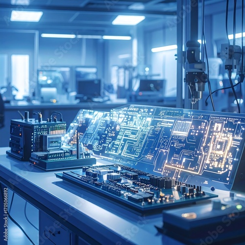Futuristic lab interior with advanced tech