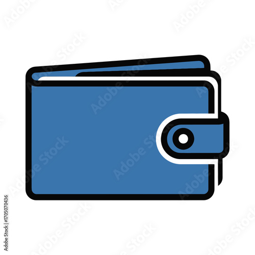 Blue wallet icon with snap closure.