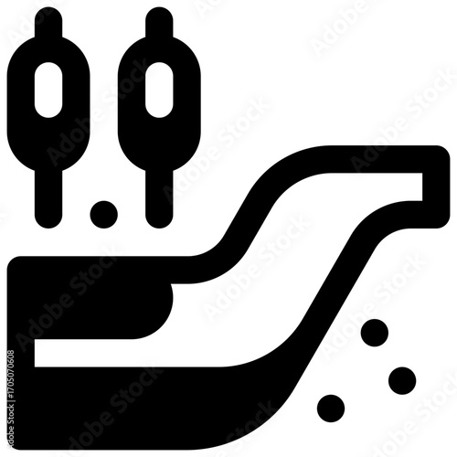 Brook. Outlined stroke vector icon with black-filled details.