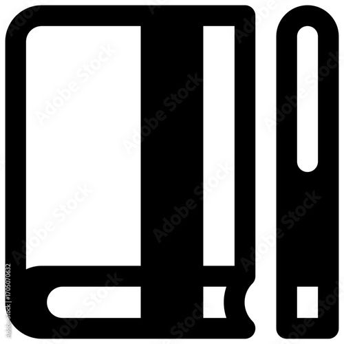 Journaling. Outlined stroke vector icon with black-filled details.