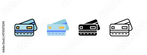 Set of credit card icons, ideal for finance and banking concepts.