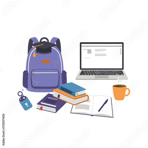Study supplies flat lay