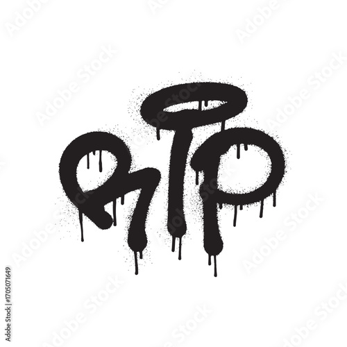 Black graffiti art featuring the letters RTP with dripping paint effect on a white background.