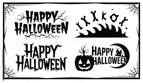 Spooky Halloween Graphics: Spooky Halloween-themed graphic elements, including holiday text, are elegantly arranged with web, create an ideal visual for invitations or digital festive promotion
