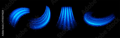 Air or wind flow effect. Vector realistic blue wave. Cold conditioner breeze