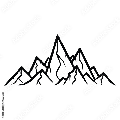Vector illustration of stylized black and white mountain range illustration