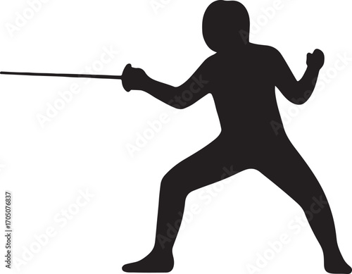 Fencer silhouette vector, perfect for fencing sports, martial arts, and dynamic action designs.