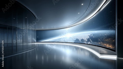 Futuristic Studio with Earth Background