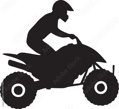ATV rider silhouette vector, ideal for off-road sports, adventure, and extreme action designs.