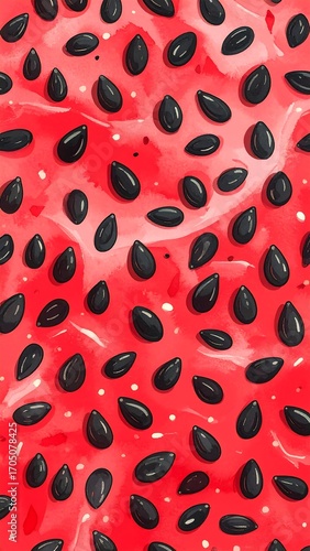 Red surface with black seeds