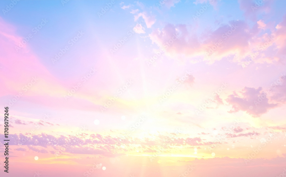 Obraz premium パステルカラーに染まる幻想的で美しい空と雲